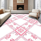 Coral Pink Tribal Diamond Lattice Rug