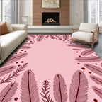 Rustic Burgundy Feather Dots Border Rug