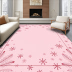 Crimson Snowflake Pine Border Rug