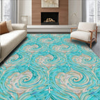Aqua Swirls and Stars Textile Rug