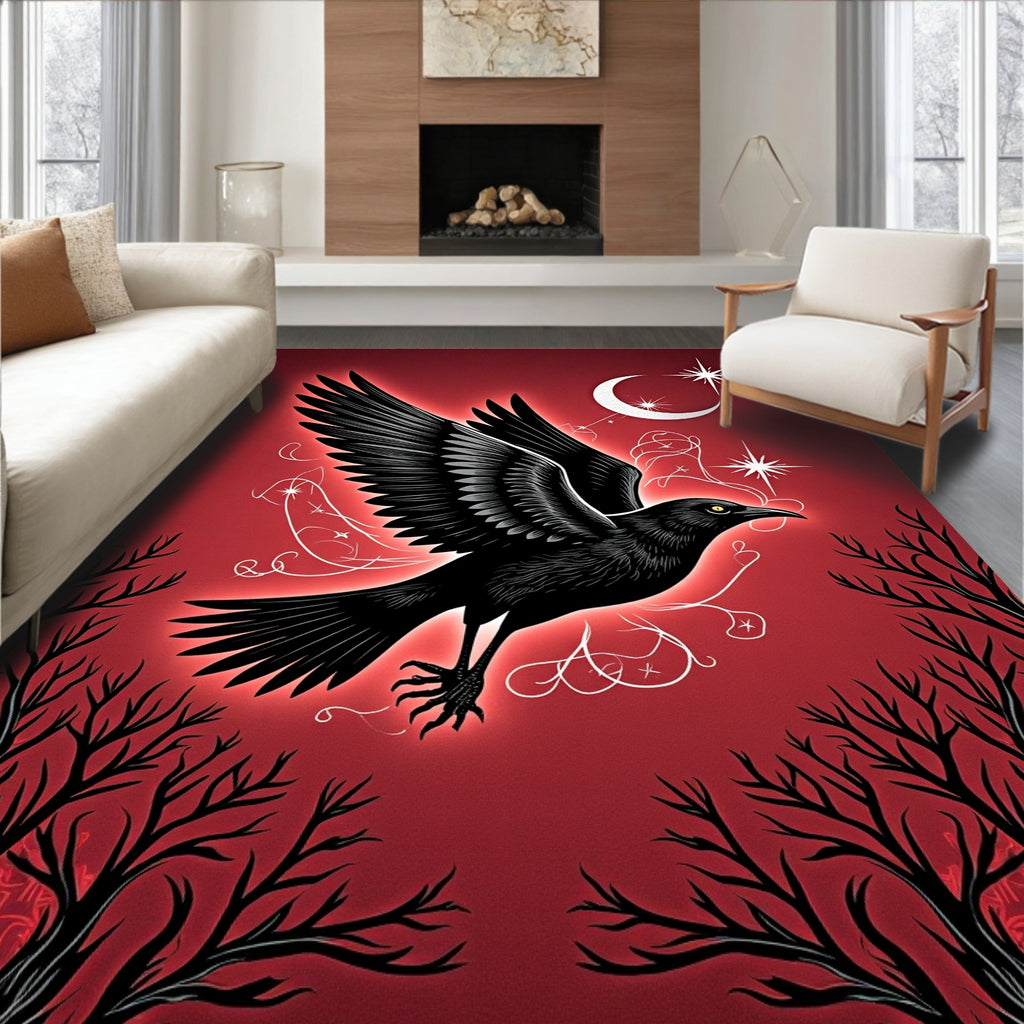 Crimson Crow Moonlight Stars Rug