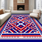 Geometric interlocking diamond and stripe Rug