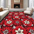 Bold Red Floral Garden Bloom Rug