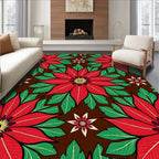 Vibrant Red Poinsettia Bloom Rug