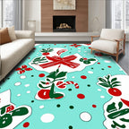 Aqua Red Green Christmas Paper Dolls Rug