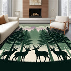 Forest Herd Woodland Deer Conifer Grove Rug