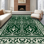 Emerald Green Ornate Floral Gate Rug