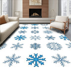 Winter Blue Snowflake Collage Rug