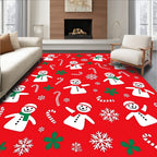 Festive Snowman Candy Cane Holly Rug