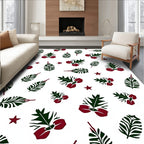Classic Green Red Holly Stars Rug