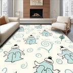 Whimsical Cerulean Figures Swirl Rug