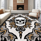 Gothic Skull Floral Crest Rug