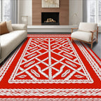 Crimson Woven Branch Lattice Rectangular Rug