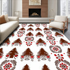 Brown Red Pine Floral Medallion Rug
