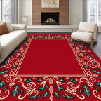 Crimson Vine Scroll Medallion Rug