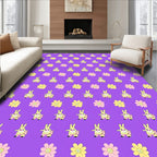 Playful Purple Bunny Flower Field Rug