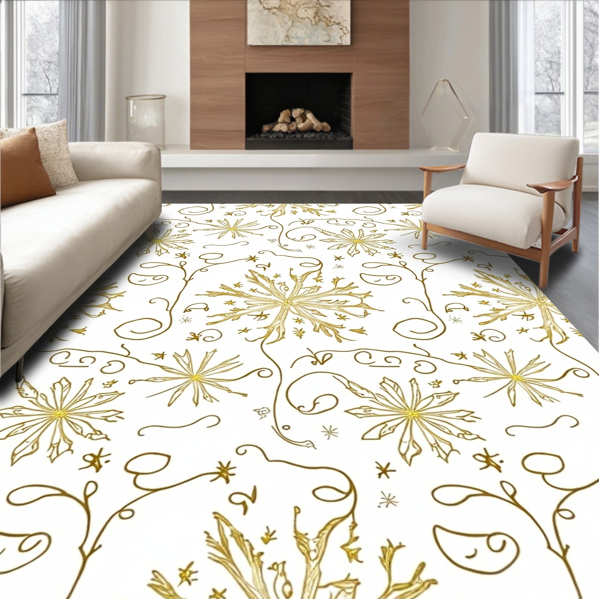 Golden Starburst Organic Swirl Rug