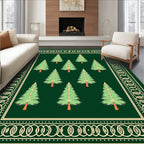 Forest Green Pine Tree Border Rug