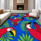 Tropical Red Toucans and Green Foliage Rug