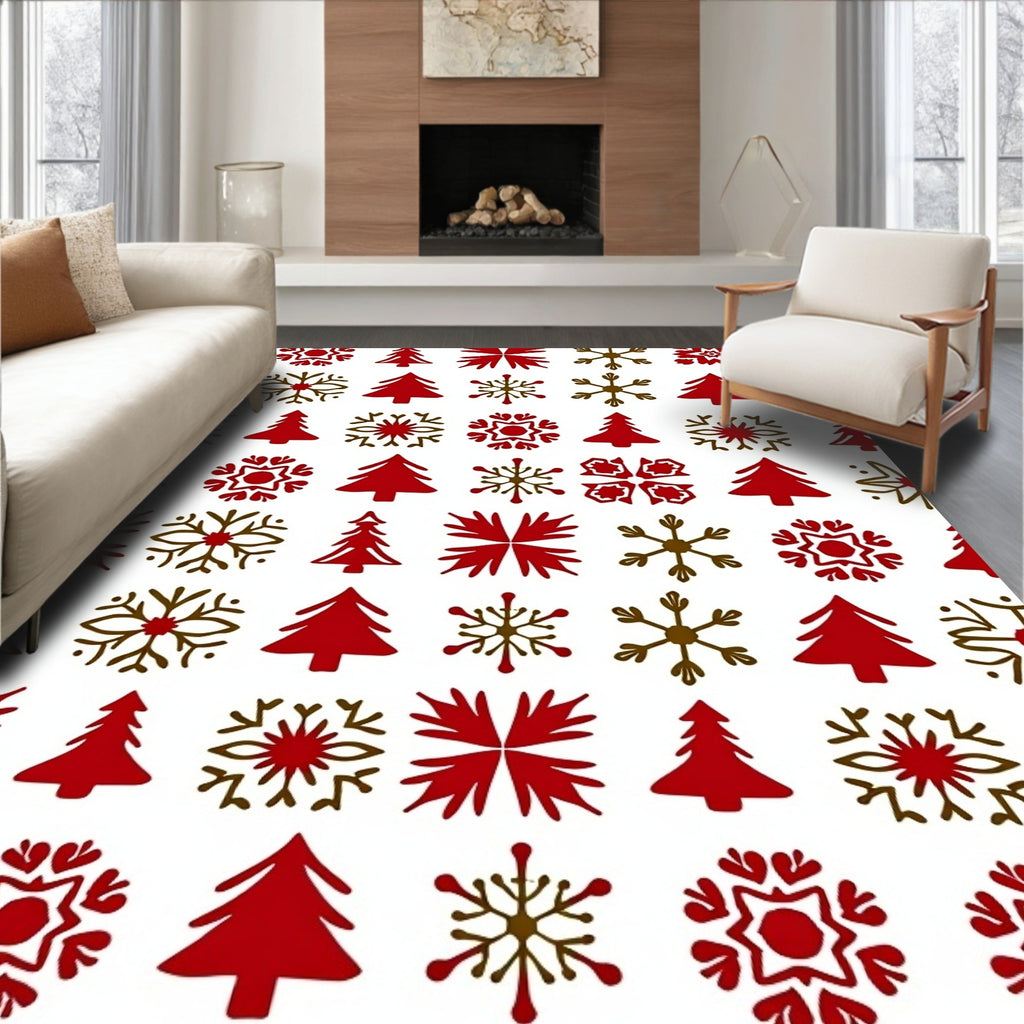 Red Pine Snowflake Medallion Rug