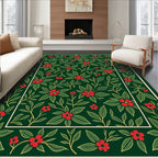 Deep Forest Red Floral Foliage Rug