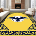 Yellow Navy Raven Circular Border Rug