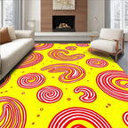 Retro Swirls Red Yellow Circles Rug