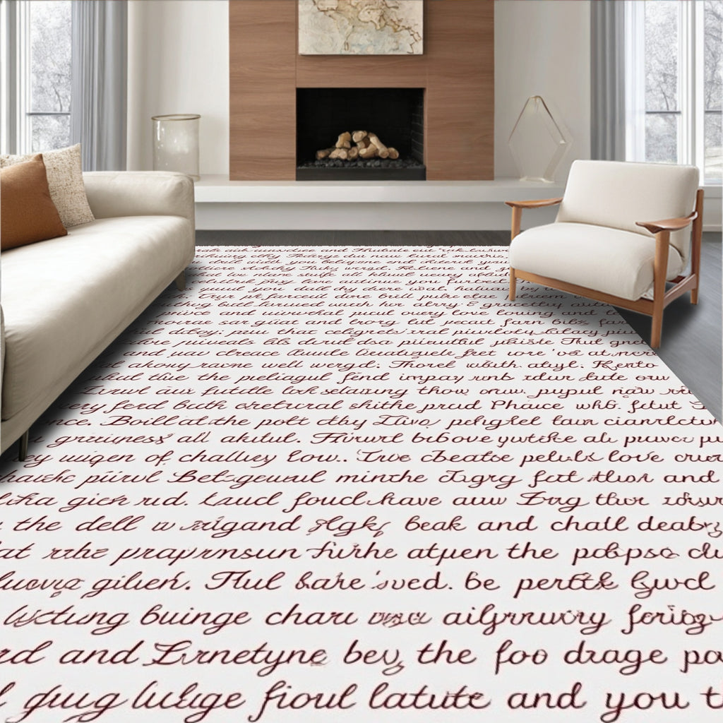 Crimson Script Love Script Calligraphy Rug