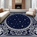 Deep Blue Celestial Starry Night Rug