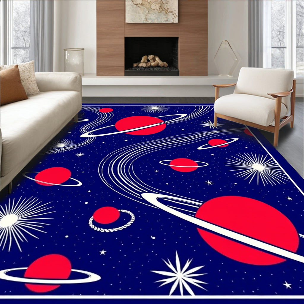 Crimson Space Galaxy Abstract Swirls Rug