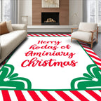 Crimson White Candy Cane Swirls Rug
