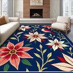 Red Bird Floral Garden Navy Rug