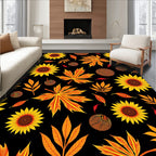 Autumn Sunflowers Maple Leaves Medley Rug