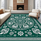 Emerald Floral Medallion Frame Rug