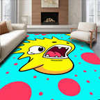 Bright Yellow Cartoon Monster Polka Dot Rug