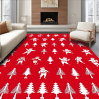Red Christmas Party Santa Trees Rug