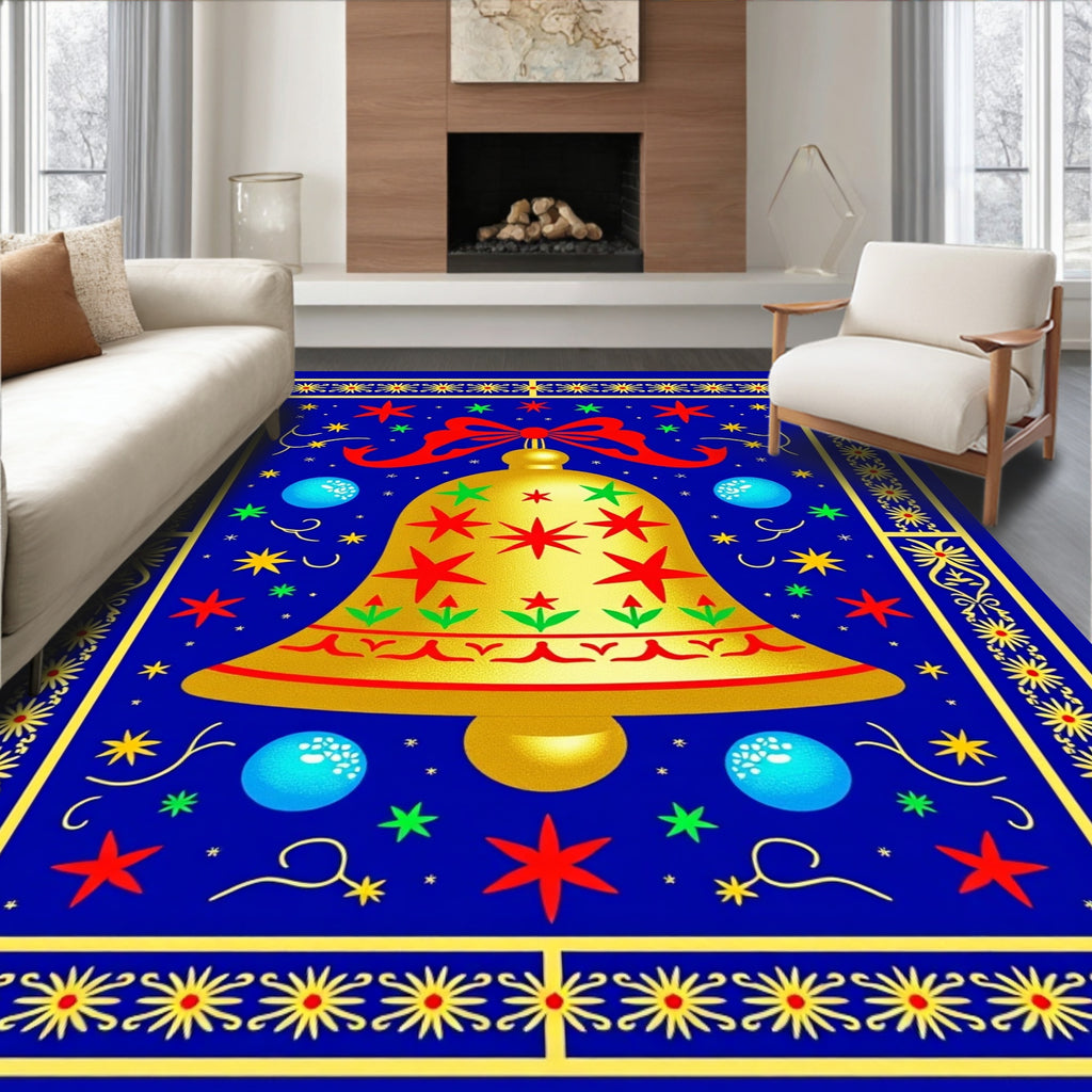 Golden Bell Festive Holiday Stars Rug