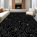 Black and White Swirl Floral Whimsical Rug