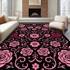 Pink Floral Scrollwork Garden Rug