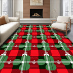 Red Green White Plaid Clover Tile Rug