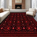 Crimson Filigree Floral Repeat Overlay Rug
