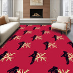 Crimson Black Sketchy Snowflakes Rug
