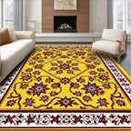 Golden Starburst Floral Border Rug
