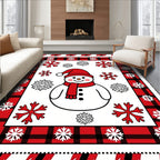 Charming Snowman Red Buffalo Plaid Snowflakes Rug