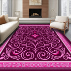Plum Pink Paisley Flourish Medallion Rug