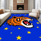 Roaring Tiger Blue Yellow Starry Background Rug