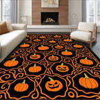Spooky Orange Pumpkin Halloween Swirls Rug