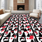 Black Red Forest Fauna Collection Rug