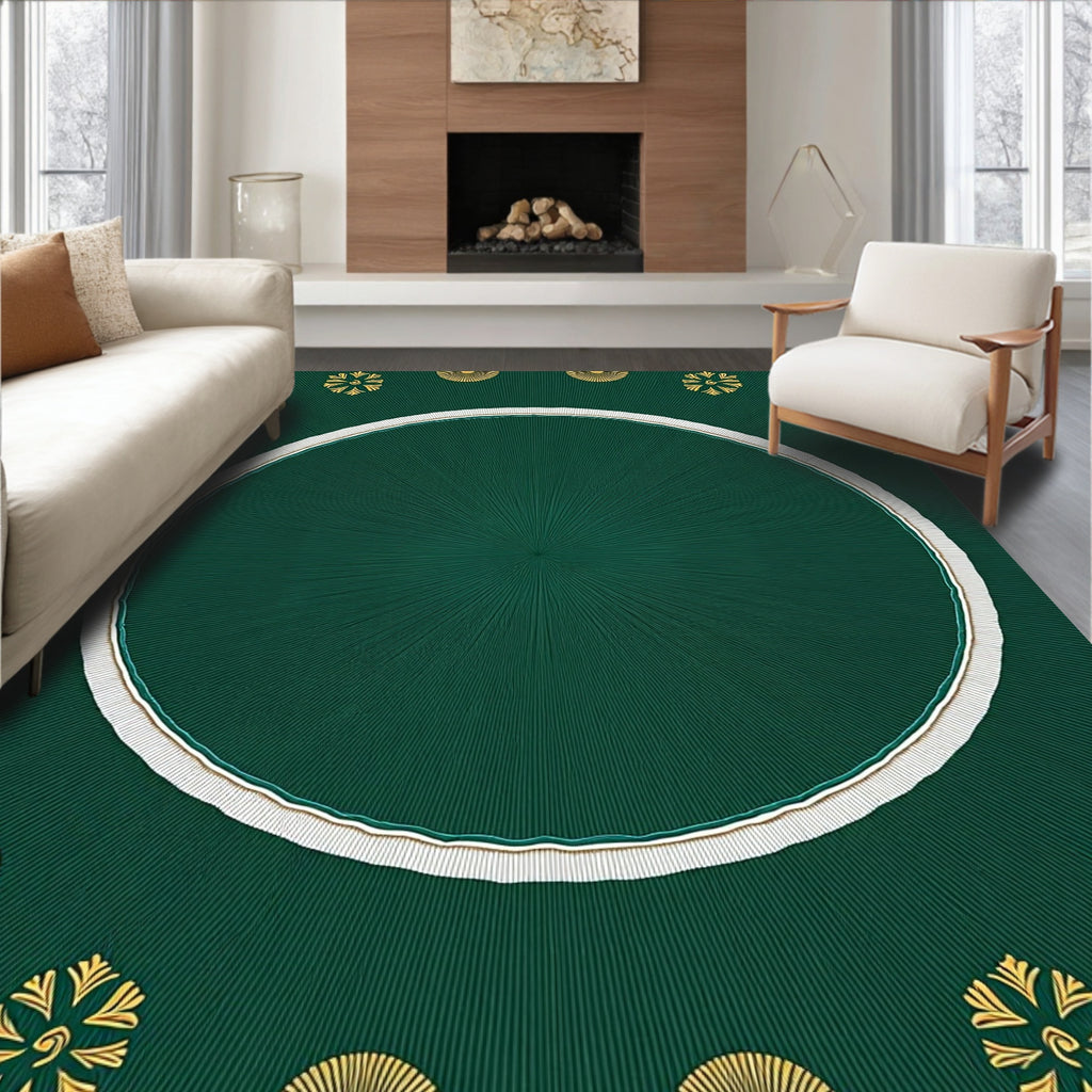 Emerald Green Ornate Medallion Rug