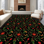 Emerald and Crimson Floral Circular Garden Rug